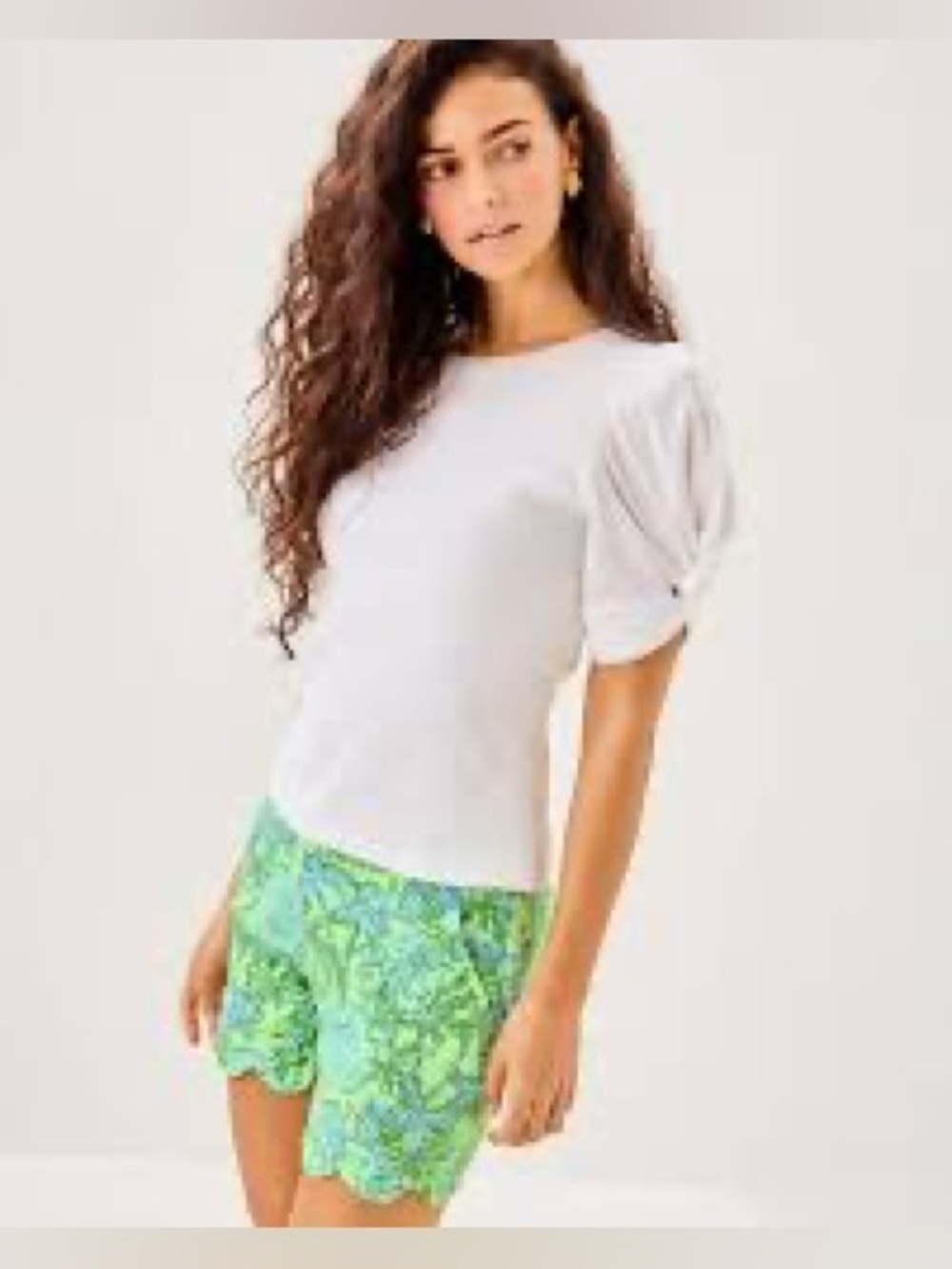 NWOT | Lilly Pulitzer | Igby Puff Sleeve Ribbed Knit Top | Resort White | XS 🕥